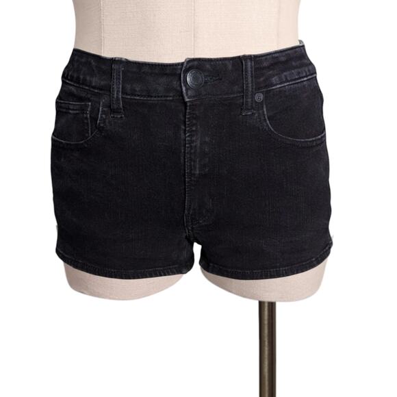 Vintage AMERICAN EAGLE Hi Rise Shortie 360 Super Stretch Black Shorts 6 - Picture 1 of 3